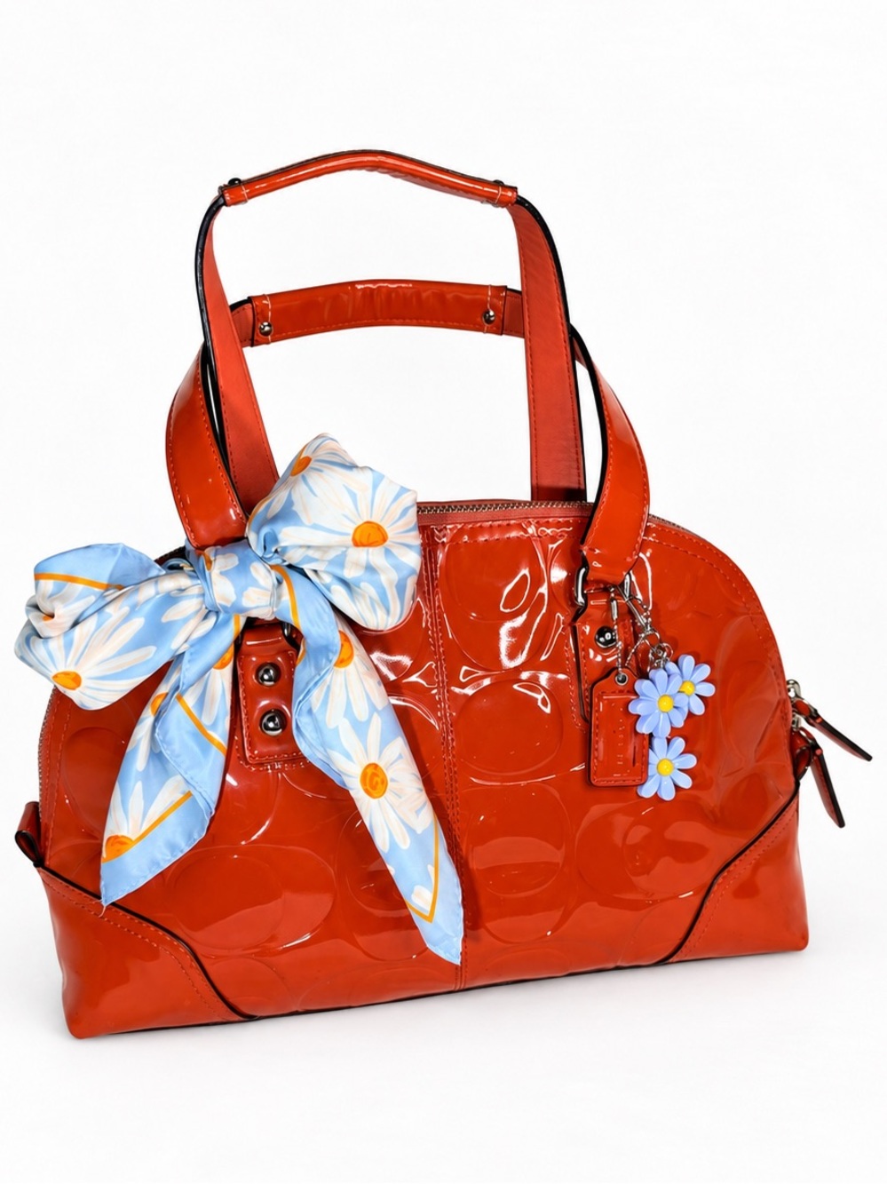 COACH Vintage Authentic Hamptons Embossed Patent Leather Dome Zip Satchel